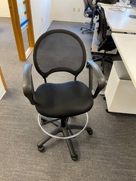 [#B13-84] Black Stool with Silver Ring