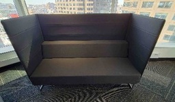 [#B6-10] Black Loveseat with High Back