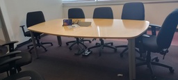 [#C6-7] 4' x 8' wood/metal conference table with data and electrical module