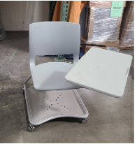 [#B8-2] TEKNION VARIABLE GREY CHAIR W/ WORKSURFACE TABLET &amp; CUPHOLDER