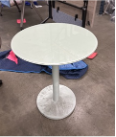[#C2-17] TEKNION WEST ELM TABLE W/ WHITE BASE/GLASS TOP