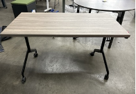 [#C12-22] TEKNION FLIP TOP TABLE WOODEN TOP - EBONY BASE W/ CASTERS