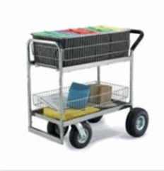[#C1-7] Medium Wire Basket Cart w/ Casters, Steel (25Wx40Dx36.75H)