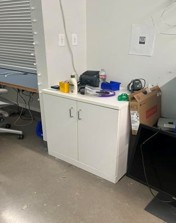 [#D5-180] Print Credenza, white two door