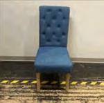 [#B12-22] Lounge Chair - Blue Fabric, Wood Legs