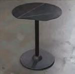[#C4-87] Round Metal Table, 23.5" Dia X 28"H, Black With Silver Lines