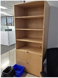 [#D4-57] Large Oak Bookcase With Bottom 2 High Lateral File