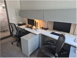 [#E6-6]  L-Shaped Desk With Overhead Bin