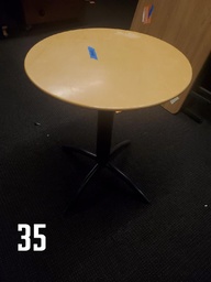 [#C7-35] Stool Table White Base/Wood Top