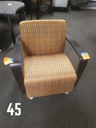 [#B8-45] Orange Side Chairs Wood Arms