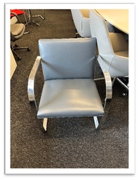 [#B8] Grey Leather Guest Chair