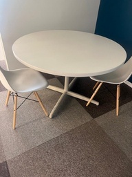 [#C4-68] ROUND TABLE-WHITE W/TAN STAR BASE