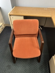[#B8-40] Salmon Arm Chair w Dark Wood Arms and Legs