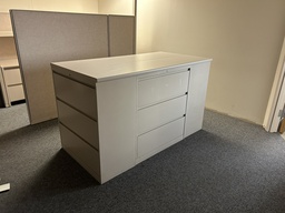 [#D21-76] File Islands-Each Four 3H Lateral File Cabinets 36 and 2 36x18 worksurfaces