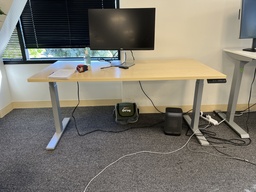 [#E10-6] Sit/Stand Desk - Wood top / metal base