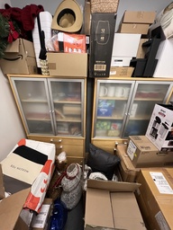 [#D21-32] Storage cabinet (wood drawers/glass doors)