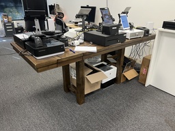 [#C12-37] Counter height, wood table