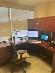 [#E6-105] L-Shaped Desk with Overhead