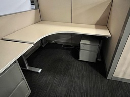 [#E10-42] L-shaped Height Adjustable Desk (RH)