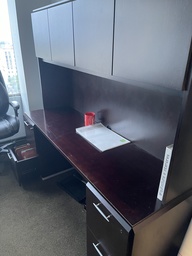 [#D5-1262] Wood Credenza and Hutch