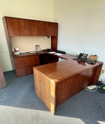 [#E7-160] U-Shaped Desk with Overhead - maple