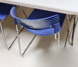 [#B8-5] Blue plastic/metal frame side chair