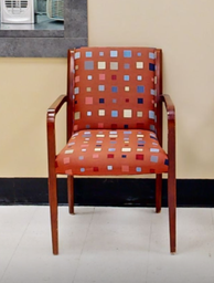 [#B9-9] Red multi-squares guest chair with arms