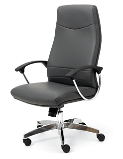 [#B13-29] CAPRONE HIGH BACK TASK CHAIR, BLK LEATHER, CHROME BASE