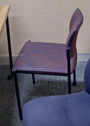 [#B8-8] Red striped side chair no arms