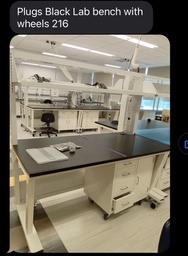 [#E4-216] Black lab bench plug ins wheels wood