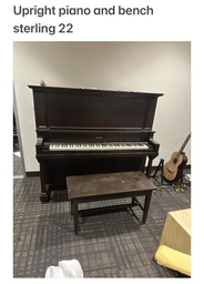 [#L1-22] Upright piano &amp; bench (wood) Sterling