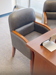 [#B9-3] Grey padded guest chair with arms