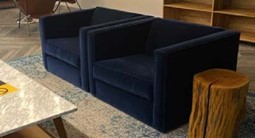 [#B12-64] LOUNGE CHAIR - BLUE VELVET, 34W