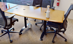 [#C6-16] Conference table, blonde wood top