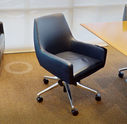 [#B12-6] Black conference chair with casters