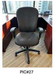 [#B13-27] TASK CHAIR  (HIGH BACK), BLACK /GREY PATTERN, NO TAG