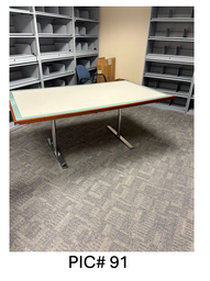 [#C12-91] RECTANGLE TABLE - GREY W/GREEN TRIM