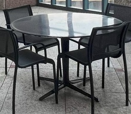 [#C4-32_6] Round Table - black 44 D