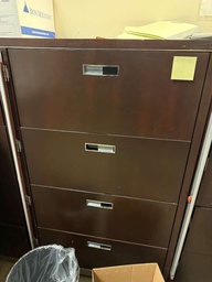 [#D10-34] 4-DRAWER LATERAL FILE CABINET (METAL) BROWN W/LAMINATE TOP
