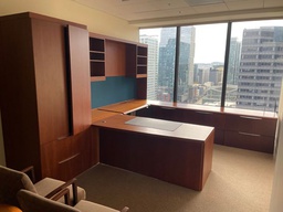 [#E9-2] 98" x 145" x 132" U Shaped Desk w/ Overhead Left 