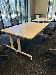 [#C12-10] White Training Table with Wheels