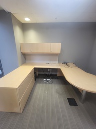 [#E7-21] U shape desk w/hoverhangin comp+ ped
