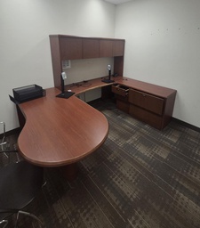 [#E9-278] u shape desk with credenza overhang hutch