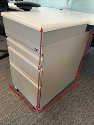 [#D16-34] White 3 Drawer Storage Pedestal (36"x72"x24.5)