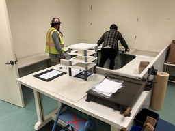 [#E2-18] Work Table and P-Shaped Desk with Panels