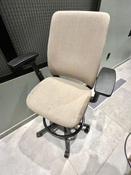 [#B13-66] Task Stool - tan Amia (worn seat, overall fair condition)