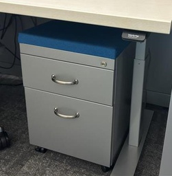 [#D16-G] Mobile Ped with blue cushion top