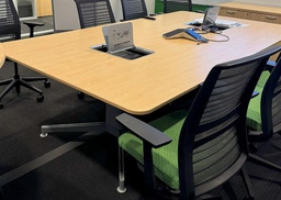 [#C6-26] Media Scape Table - 108 x 60, Clear Maple, Platinum
