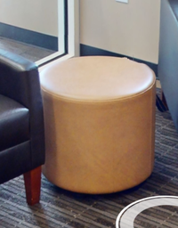 [#C11-7] Round yellow ottoman