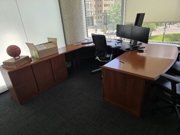 [#E9-37] Desk w/ Island, Corner Piece &amp; Credenza